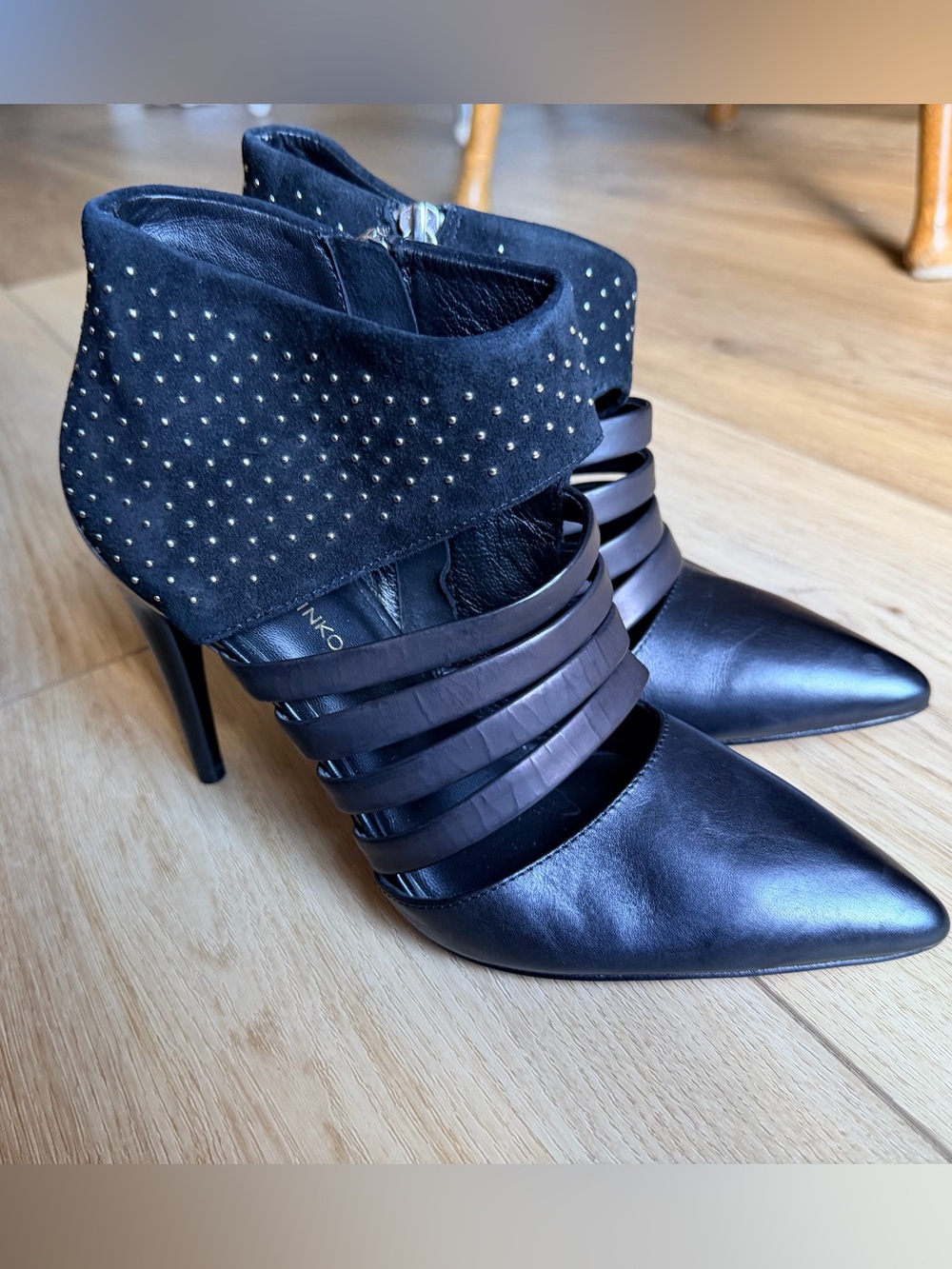 Rebecca Minkoff Caesar Studded Leather and Suede Booties in Black